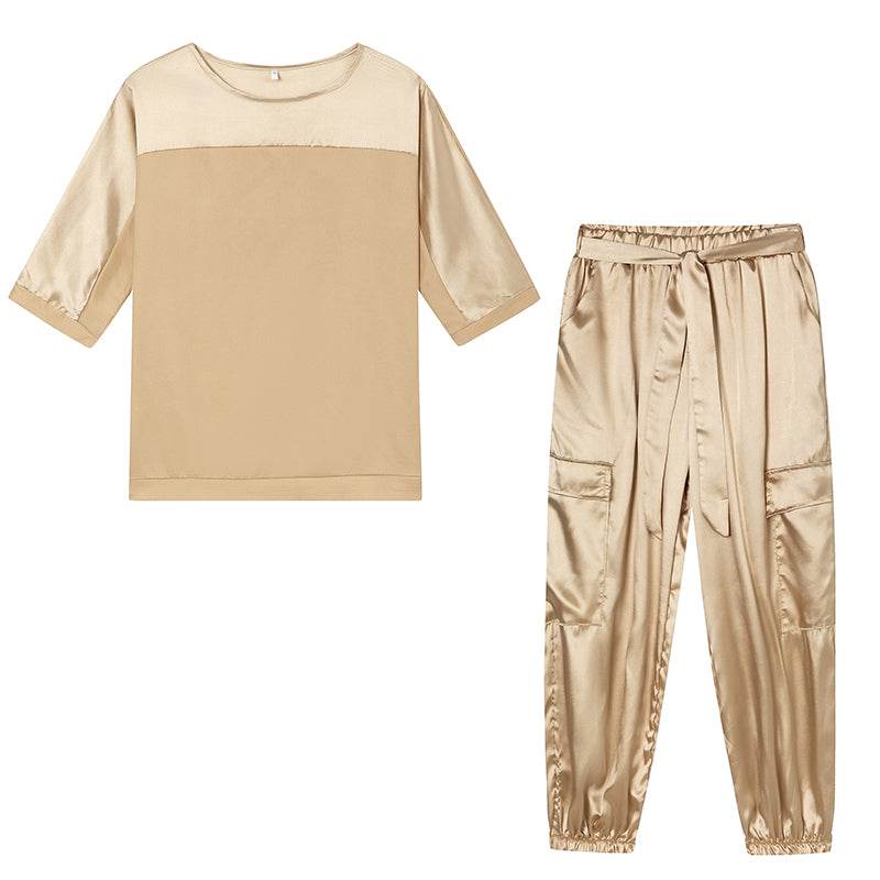 Two piece satin outfit coordinated set for women | Honorine -2