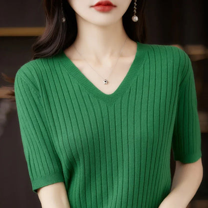 Knit V-neck sweater for women | Elisa -3