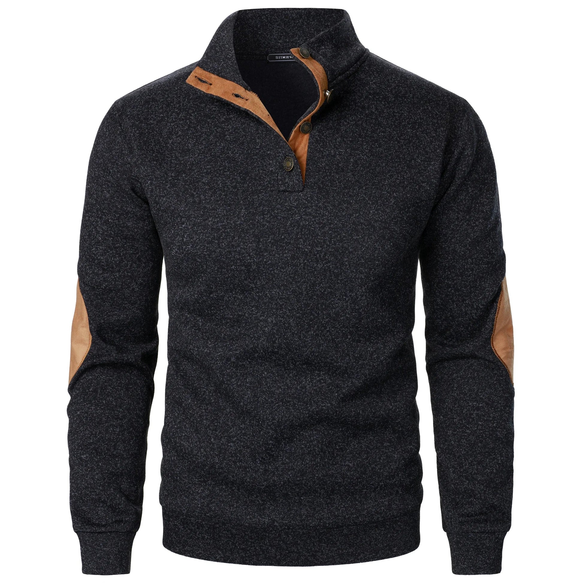 Buttoned collar elbow pads sweater for men | Adrien -10