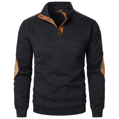Buttoned collar elbow pads sweater for men | Adrien -10