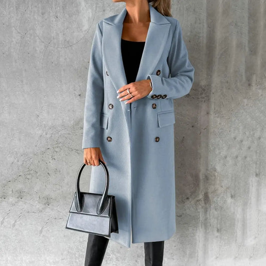 Long wool double boutonnage pending coat for women | Hailey -1