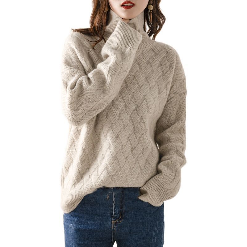 Oversized knit sweater turtleneck for women | Elowen -3