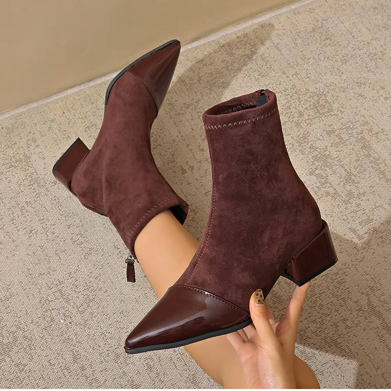 Refined ankle block heel modern boots for women | Selene -14