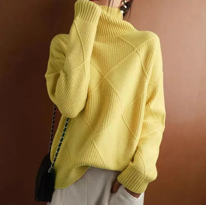 Allegra diamond knit cashmere sweater for women | Celestine -4