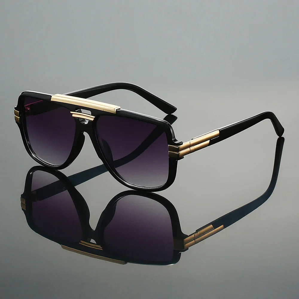 Oversized square aviator metal accents sunglasses for men | Caelum -4