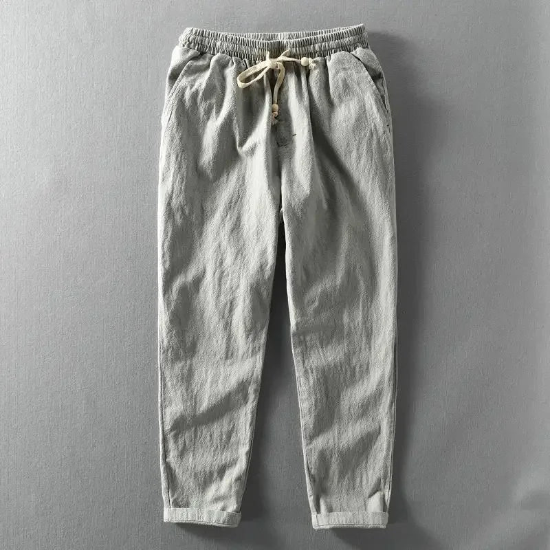 Jogging comfortable cotton linen trousers for men | Tony -3