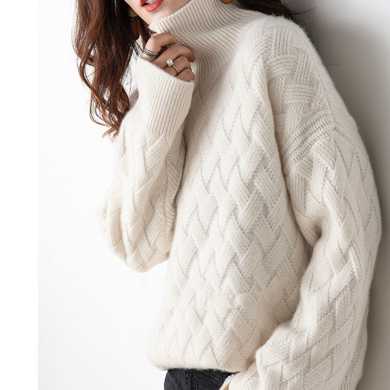 Oversized knit sweater turtleneck for women | Elowen -5