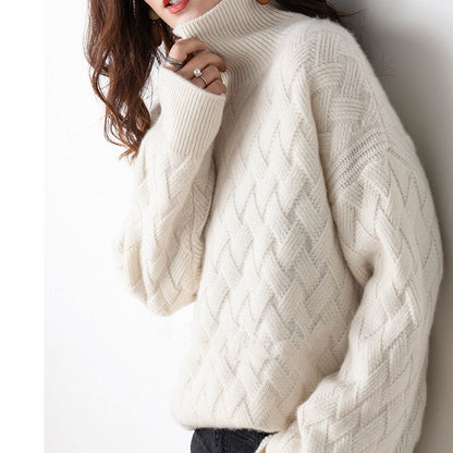 Oversized knit sweater turtleneck for women | Elowen -5