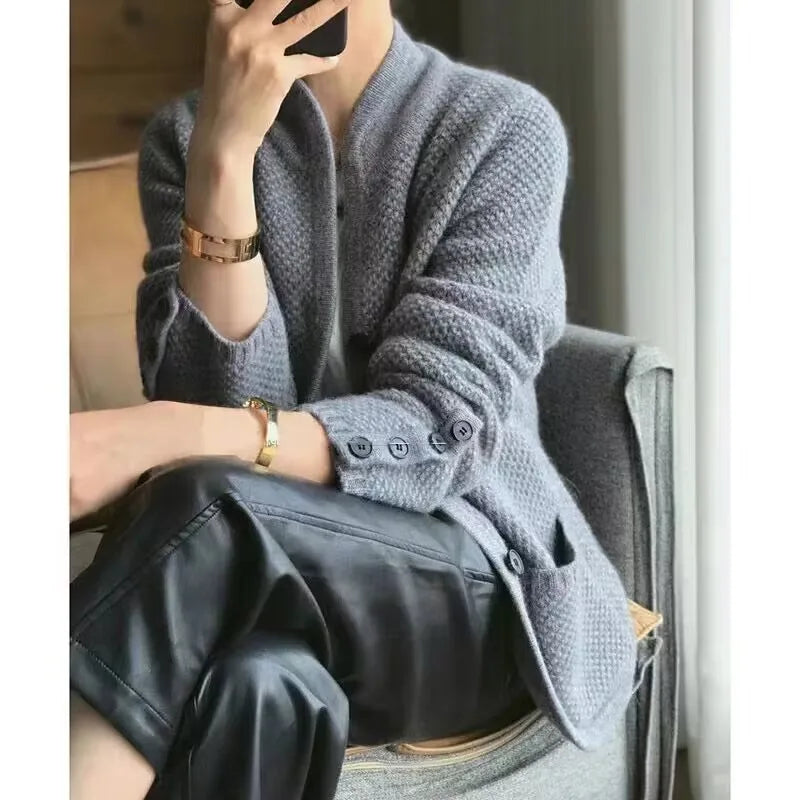 Soft neck cardigan for women | Grace Half -4