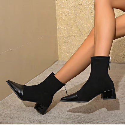 Refined ankle block heel modern boots for women | Selene -10