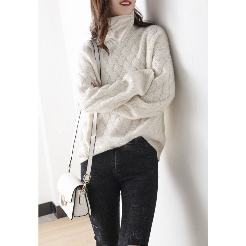 Oversized knit sweater turtleneck for women | Elowen -6