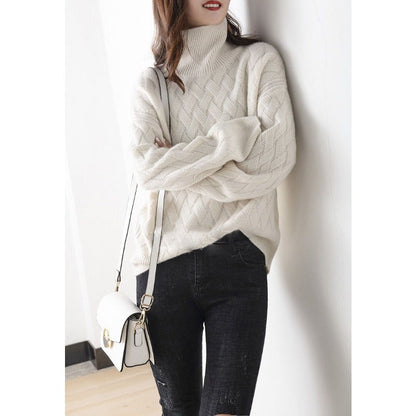 Oversized knit sweater turtleneck for women | Elowen -6