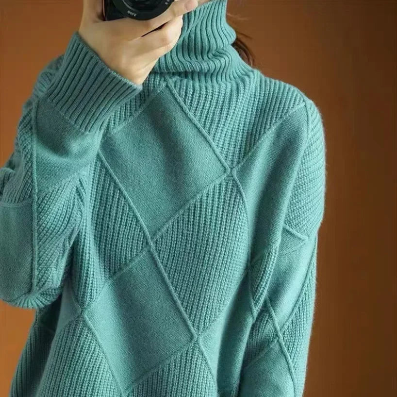 Allegra diamond knit cashmere sweater for women | Celestine -2
