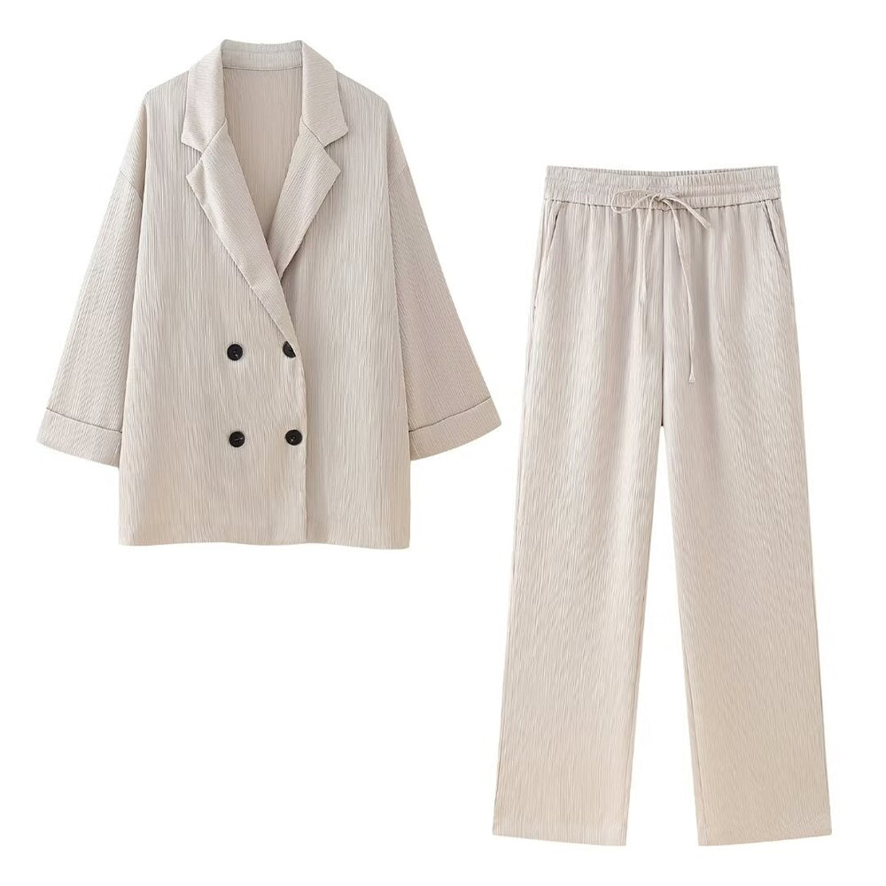 Jacket trousers crossed set for women | Miya -2