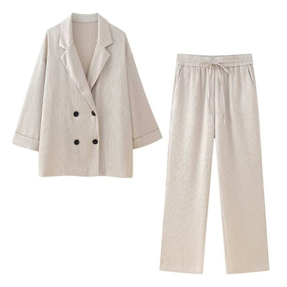 Jacket trousers crossed set for women | Miya -2