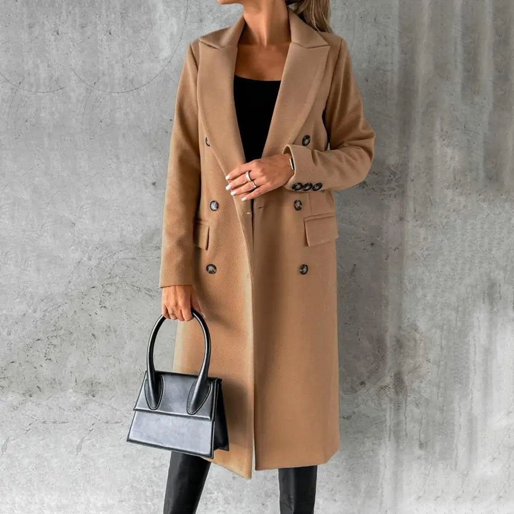 Long wool double boutonnage pending coat for women | Hailey -2