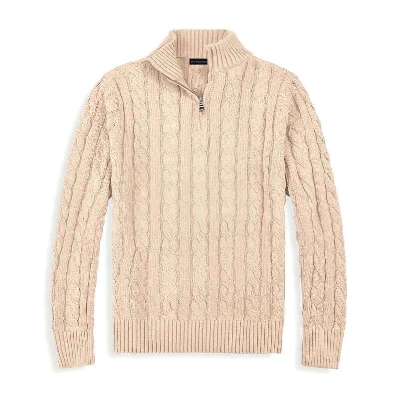 Knit cable-knit quart zip sweater for men | Henri -2