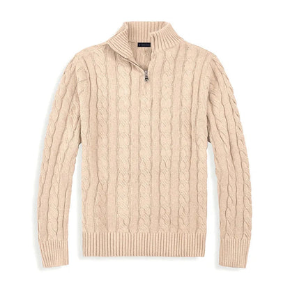 Knit cable-knit quart zip sweater for men | Henri -2