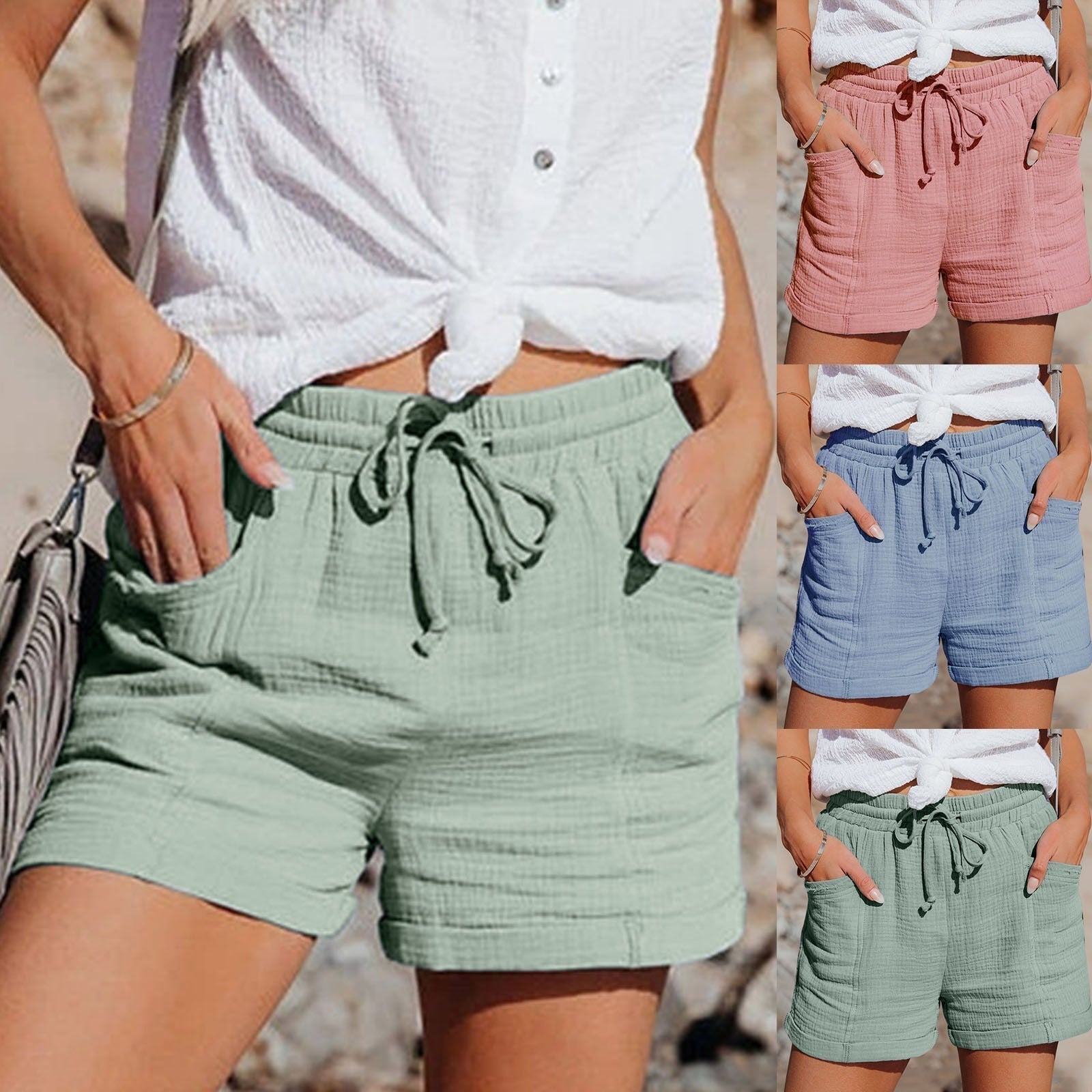 Casual drawstring shorts for women | Cassia -6