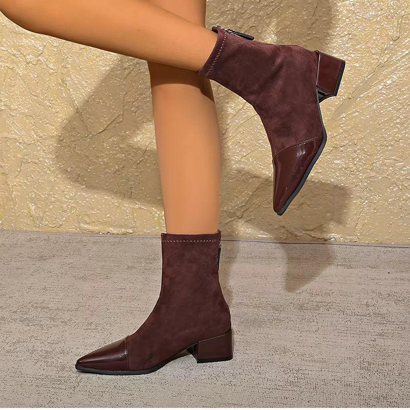 Refined ankle block heel modern boots for women | Selene -13