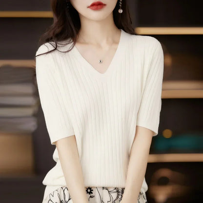 Knit V-neck sweater for women | Elisa -6