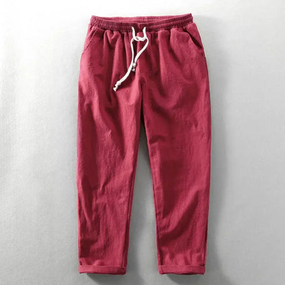 Jogging comfortable cotton linen trousers for men | Tony -5