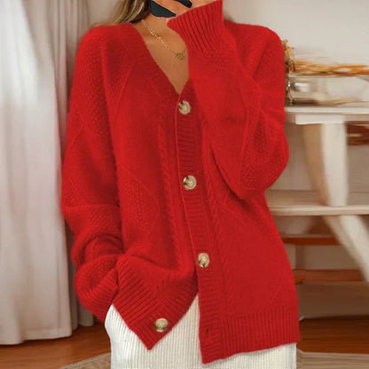 Feminine knit cable-knit flowy cut cardigan for women | Althea -3