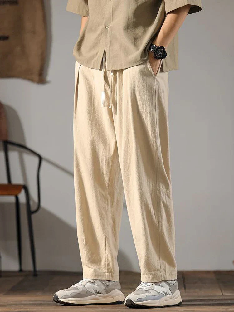Relaxed drawcord straight leg pants for men | Solen -2