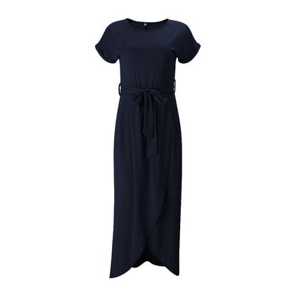 Mi-long slit belt dress for women | Zelie -6