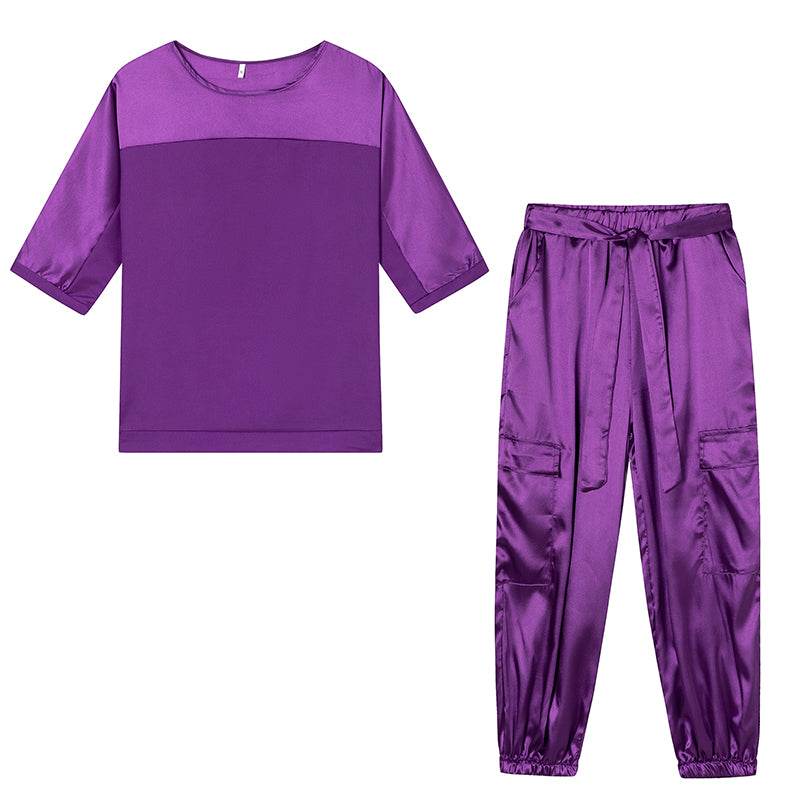 Two piece satin outfit coordinated set for women | Honorine -10