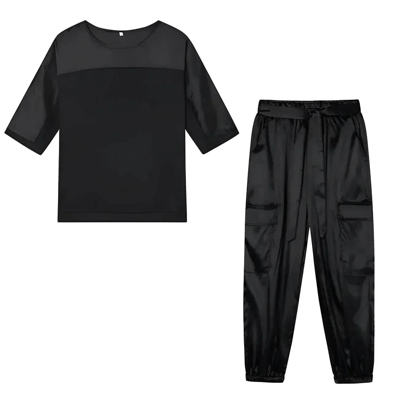 Two piece satin outfit coordinated set for women | Honorine -4