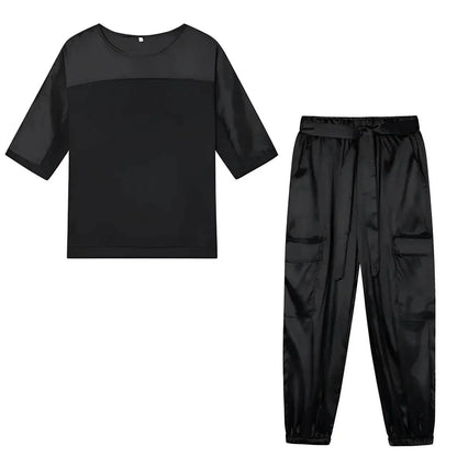 Two piece satin outfit coordinated set for women | Honorine -4