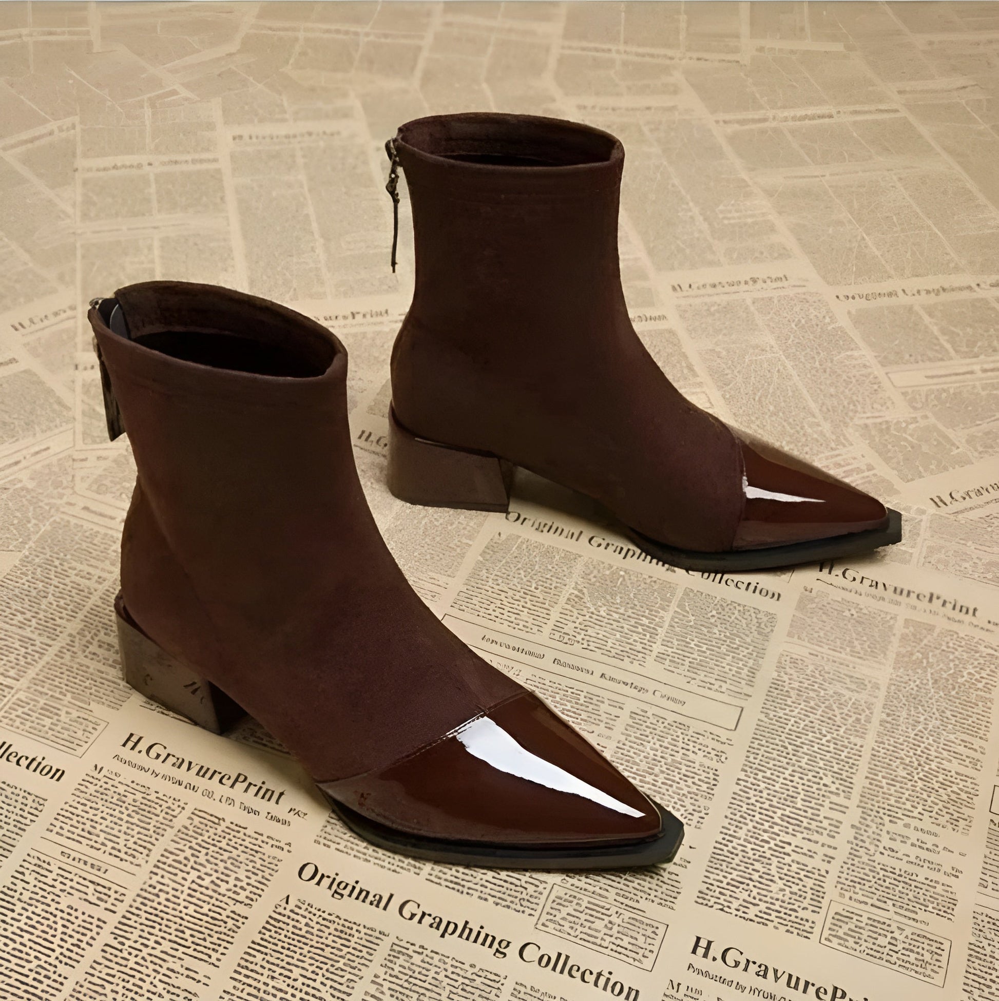 Refined ankle block heel modern boots for women | Selene -7