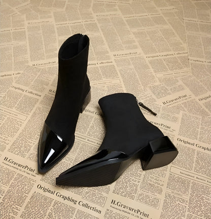 Refined ankle block heel modern boots for women | Selene -6