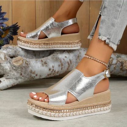 Heeled wedge sandals for women | Isabelle Martin -4