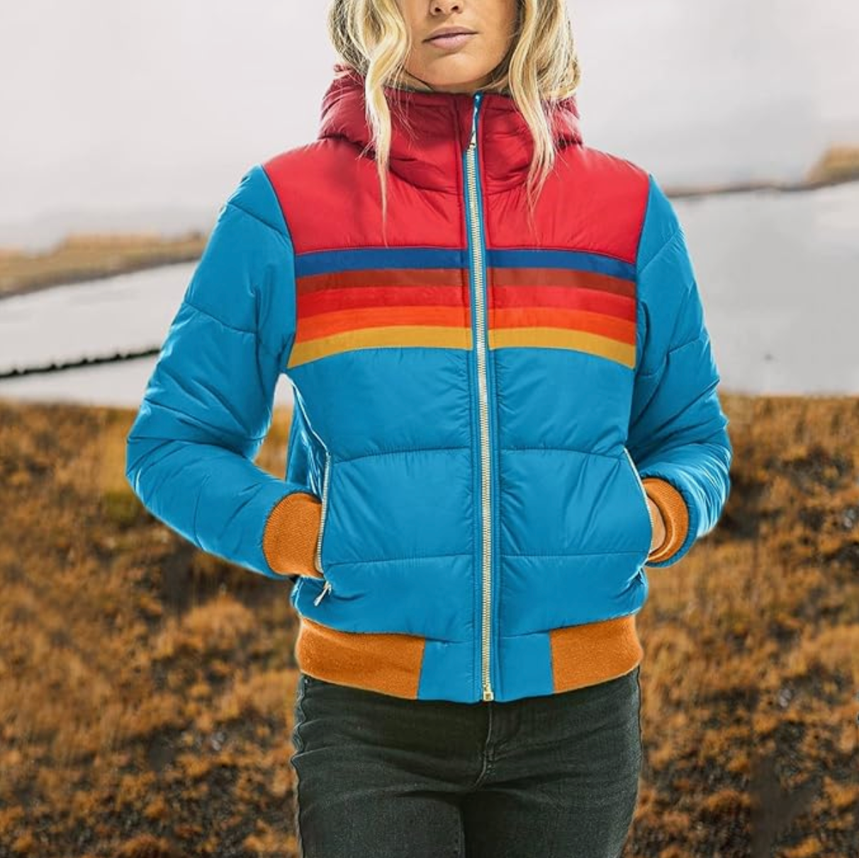 Retro hooded faux fur parka for women | Ramona -2