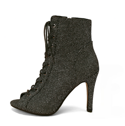 Heeled aiguilles lace-up toe open boots for women | Jessa -4