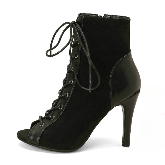 Heeled aiguilles lace-up toe open boots for women | Jessa -5
