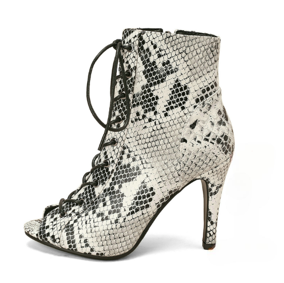 Heeled aiguilles lace-up toe open boots for women | Jessa -2
