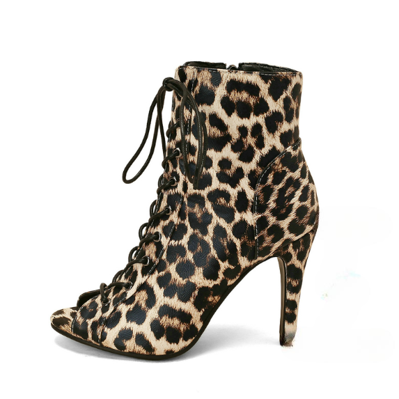 Heeled aiguilles lace-up toe open boots for women | Jessa -3