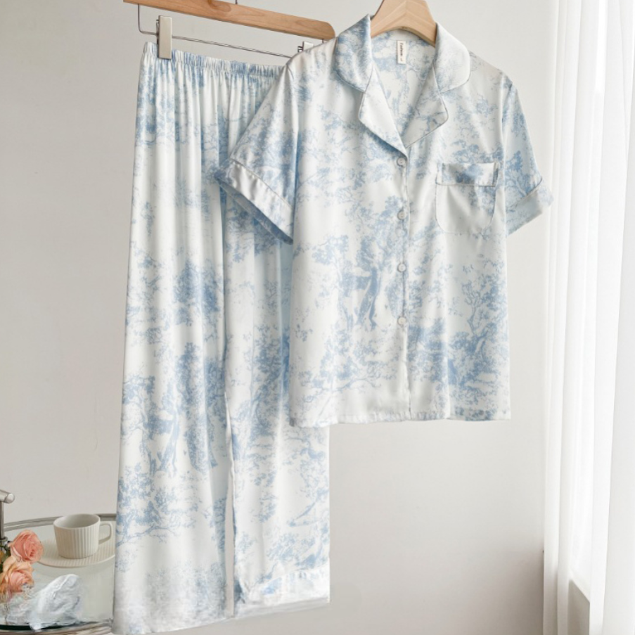 Pyjamas floral chic print set for women | Erza -6