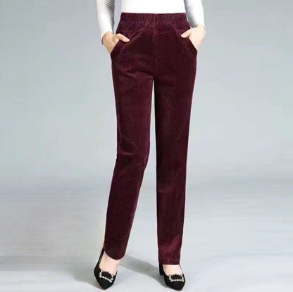 High-waisted comfortable cut trousers for women | Umber -1