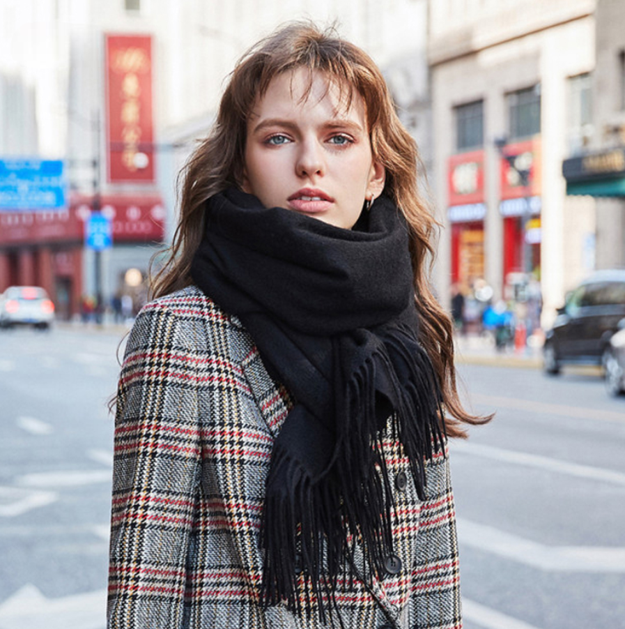 Winter oversized fringe scarf for women | Xiara -10