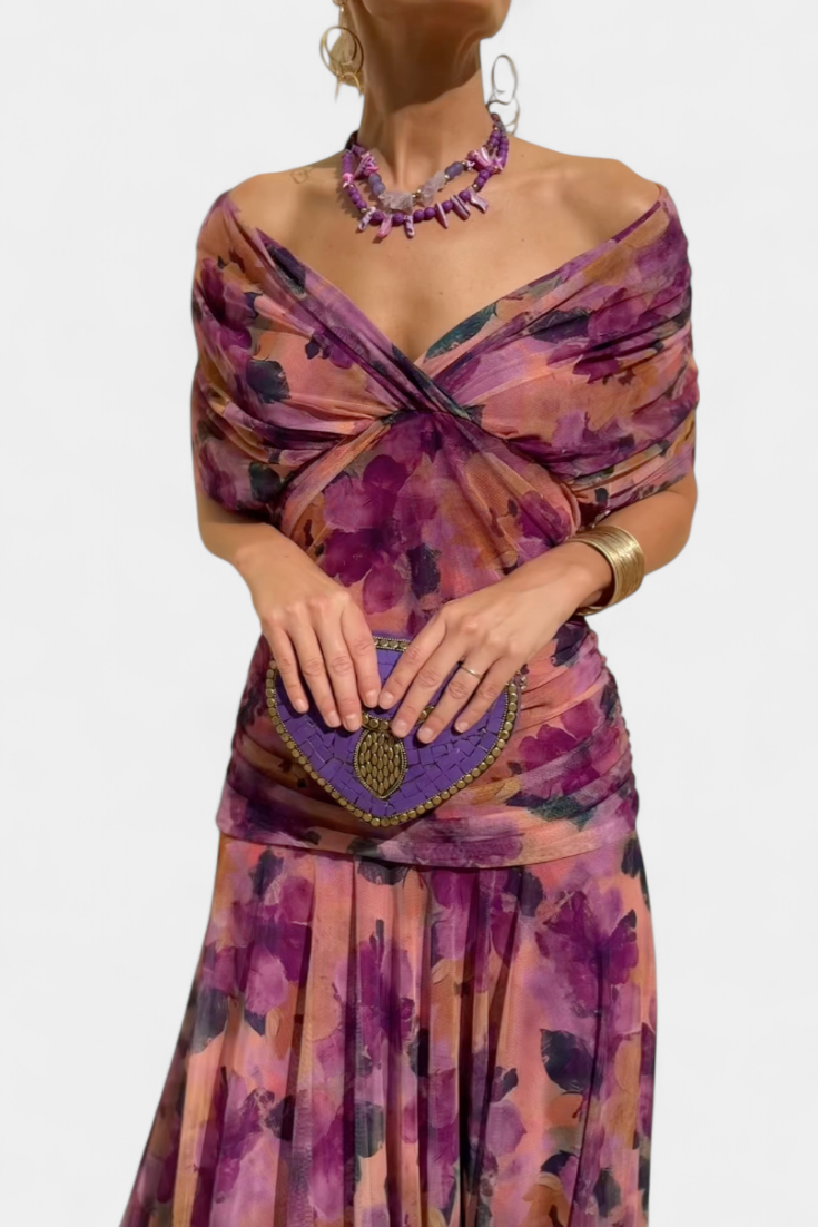 Romantic long floral maxi dress for women | Eloria -1