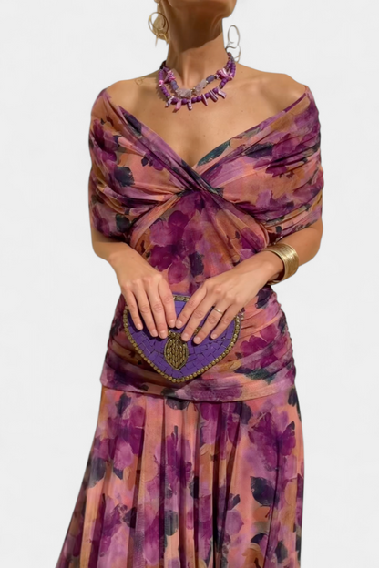 Romantic long floral maxi dress for women | Eloria -1