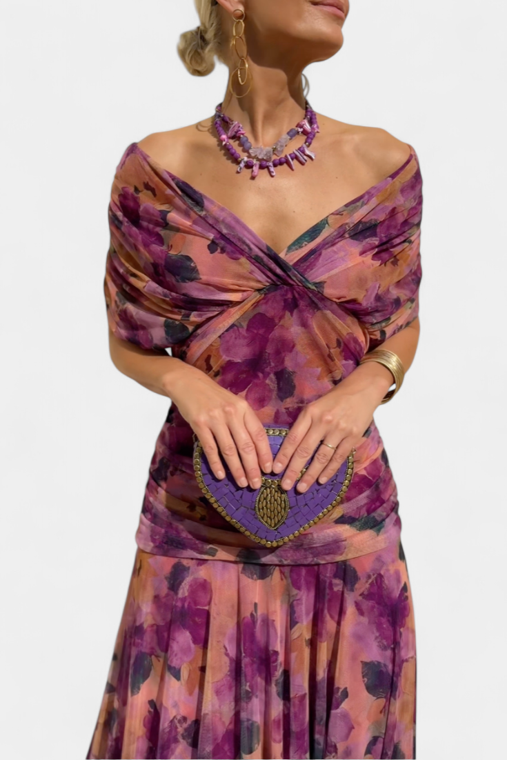 Romantic long floral maxi dress for women | Eloria -3