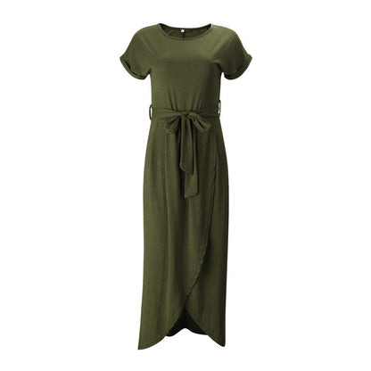 Mi-long slit belt dress for women | Zelie -8