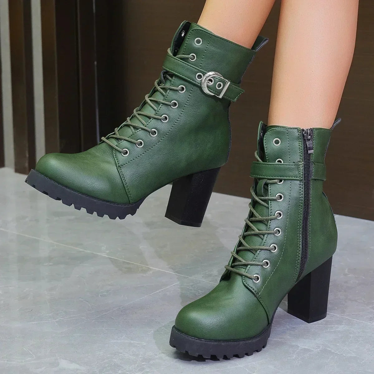 Heeled ankle flared boots for women | Esme -9