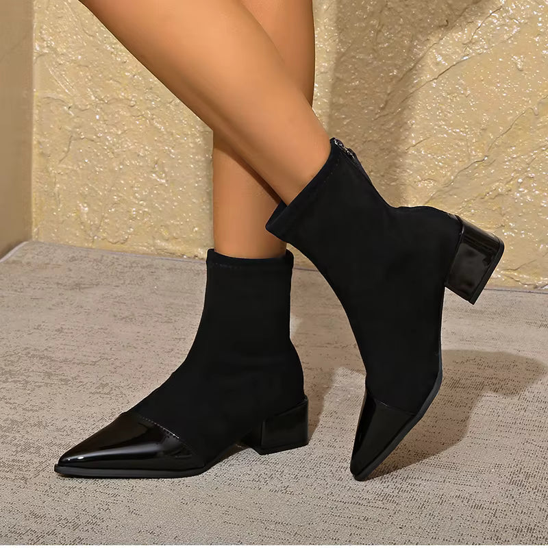 Refined ankle block heel modern boots for women | Selene -11