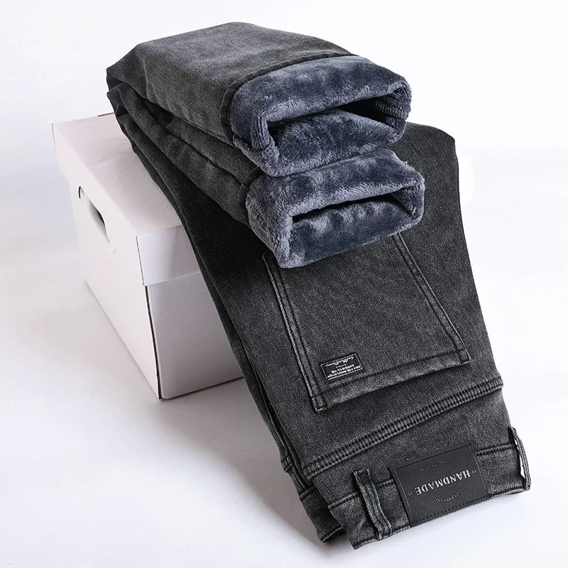 Fleece lined classic denim jeans for men | Kellan -6